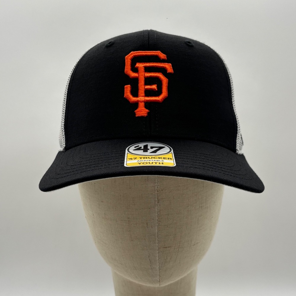 NEW San Francisco Giants Baseball Cap Youth Black Snapback 47‎ Brand Trucker Hat
